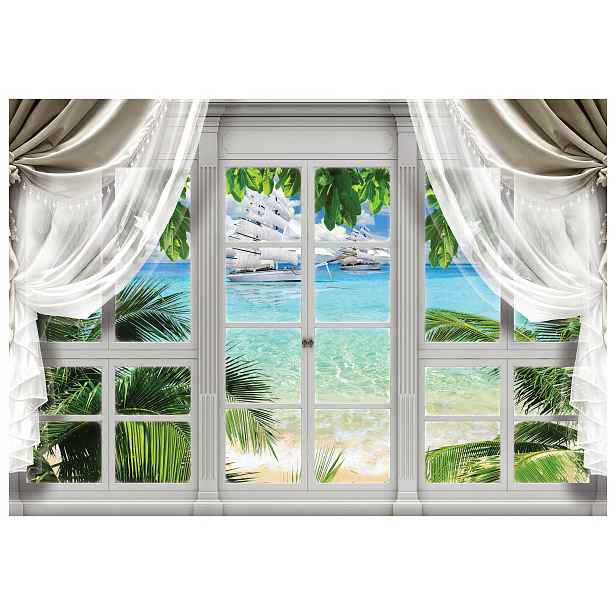 Fototapeta Pláž Palmy Moře Relax Písek Bílý Pohled 350x250 lepidlo