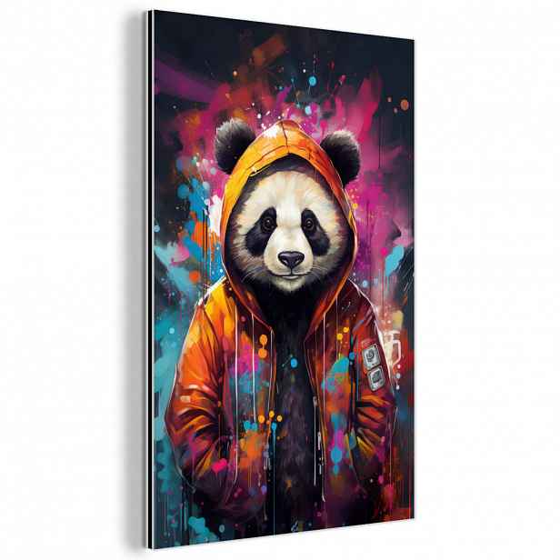 MuchoWow KOVOVÝ OBRAZ Panda - Bunda - Graffiti - Oranžová 40x60 cm
