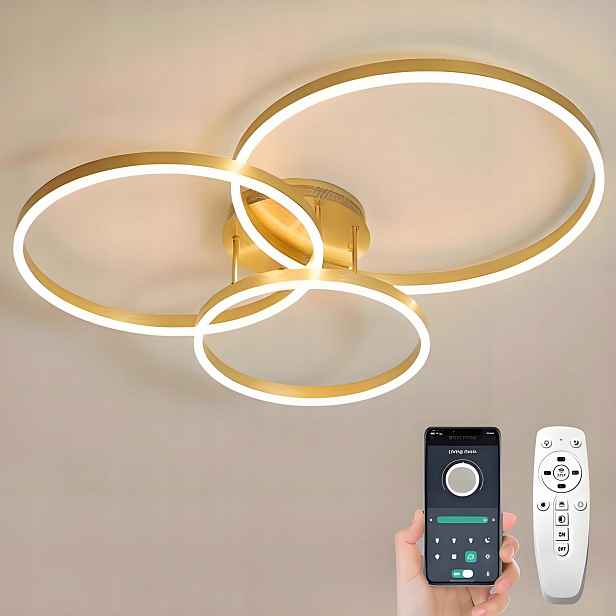 stropní svítidlo Led Zlatá Stmívatelná 82 CM S Dálkovým Ovládáním 74 W