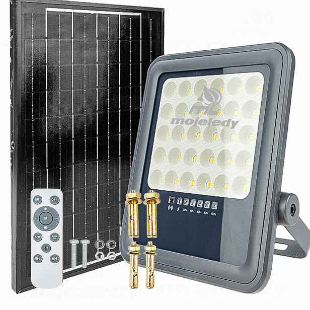 Led zářič 100W s solárním panelem 900Lm 10Ah senzor soumraku