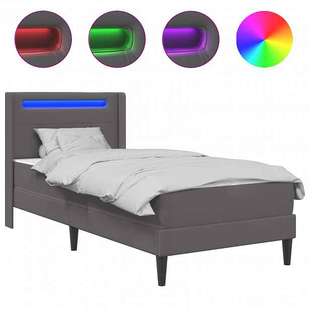 vidaXL Rám postele s matrací Šedá 90 x 200 cm Umělá kůže