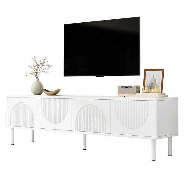 EVRYAE TV STOLEK se 4 uzavřenými přihrádkami dvířky s 3D reliéfem a vedením kabelů 180 cm