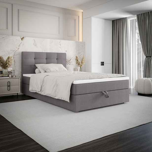 Jednolůžková postel 100x200 STIG 8 s úložným prostorem - šedá