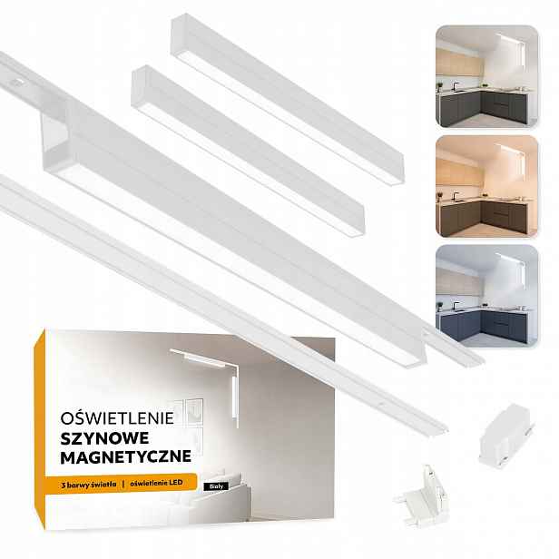 Magnetické kolejnicové osvětlení 2xSZYNA 1m +2x 20W L vertikální bílé