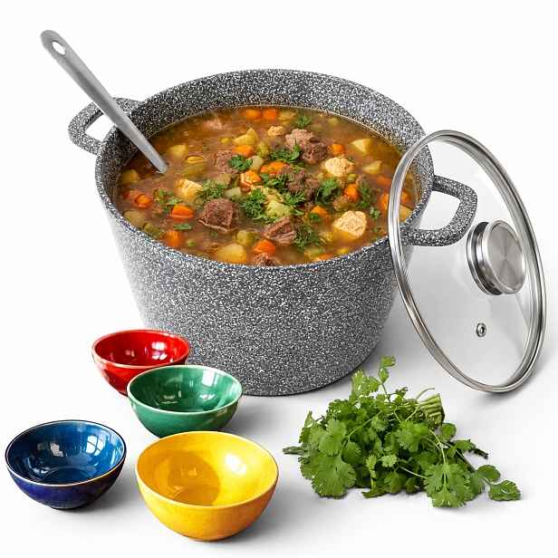 Velký Hrnec Hrnec S Víkem Indukce Plyn Aroma Knob 28 cm 10 L MP-2138
