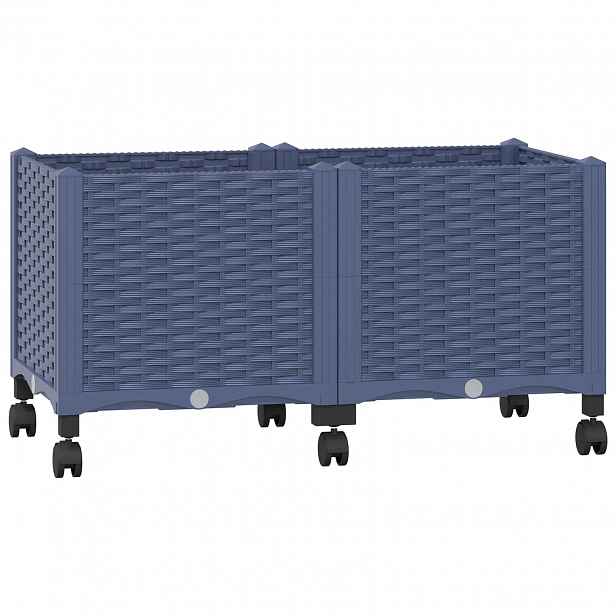 vidaXL Zahradní truhlík s kolečky Modro šedá 80 x 40 x 44 cm PP