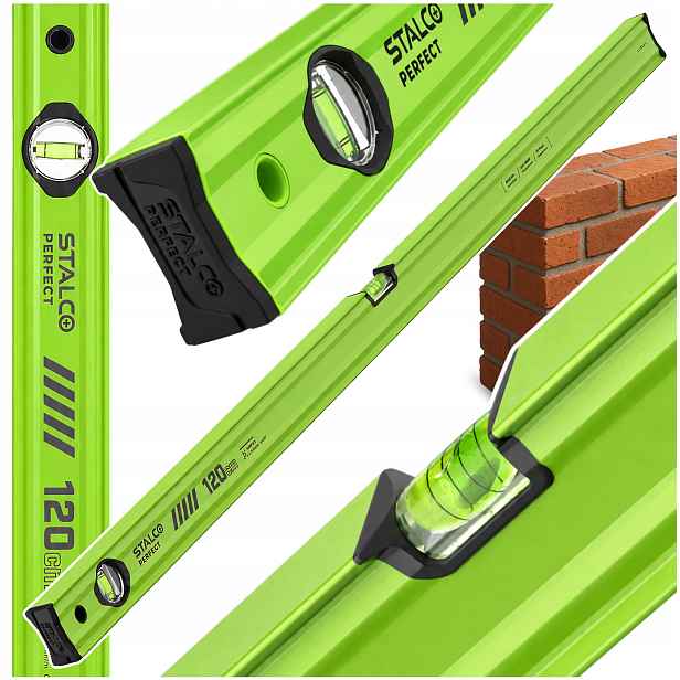 Hliníková vodováha 120 cm Vodováha Stalco Perfect Vseries 2 libelle 1,2 m