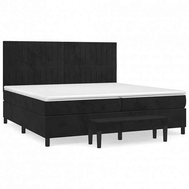 vidaXL Box spring postel s matrací černá 200x200 cm samet