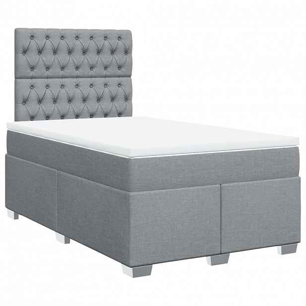 vidaXL Box spring postel s matrací světle šedá 120 x 200 cm textil