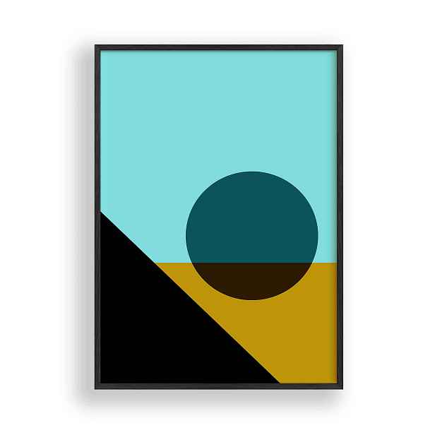 Obraz Bauhaus Geometrický trojúhelník Plakát Rámeček Dřevěný Černý 30x42 cm