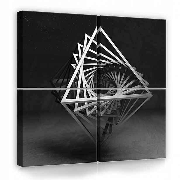 Obraz Na Plátně Canvas 50x50 Abstrakce 3D Spirála Trojúhelník Kužel B&w