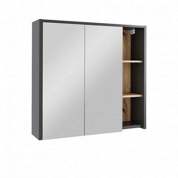 Vicco SKŘÍŇKA SE ZRCADLEM DO KOUPELNY Viola Grey/Artisan 80 x 75 cm s otevřenými policemi