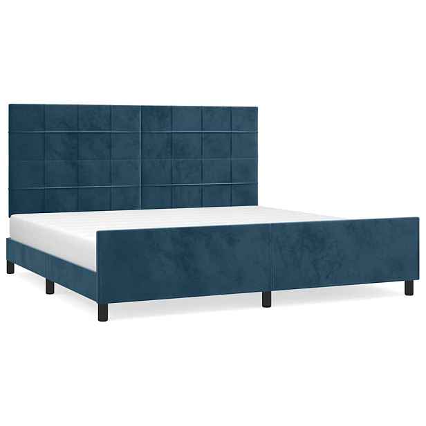 vidaXL Rám postele bez matrace tmavě modrý 200x200 cm samet