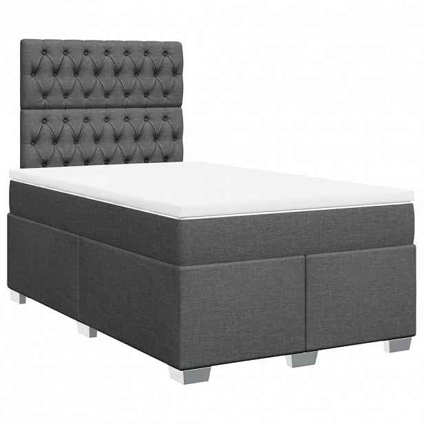 vidaXL Box spring postel s matrací tmavě šedá 120x200 cm textil