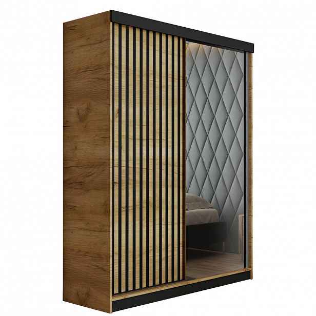 Kier Furniture POSUVNÁ ŠATNÍ SKŘÍŇ MALANI - Dub Craft 138x205x59 cm