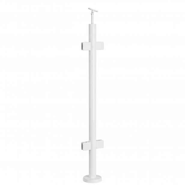 Průchozí sloupek pro skleněné zábradlí 110 cm Bílý fi 42 mm Loft