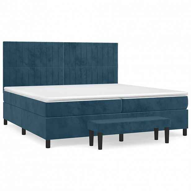 vidaXL Box spring postel s matrací tmavě modrá 200x200 cm samet