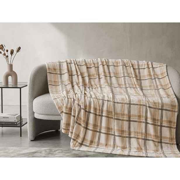 Mikroplyšová deka PLAID, krémová Rozměr: 150 x 200 cm