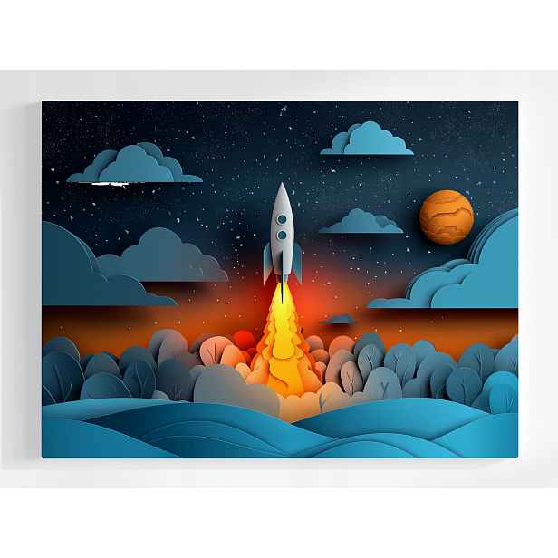 Plakát Raketa Start Kosmos Planety Paper Art 3D 100x75