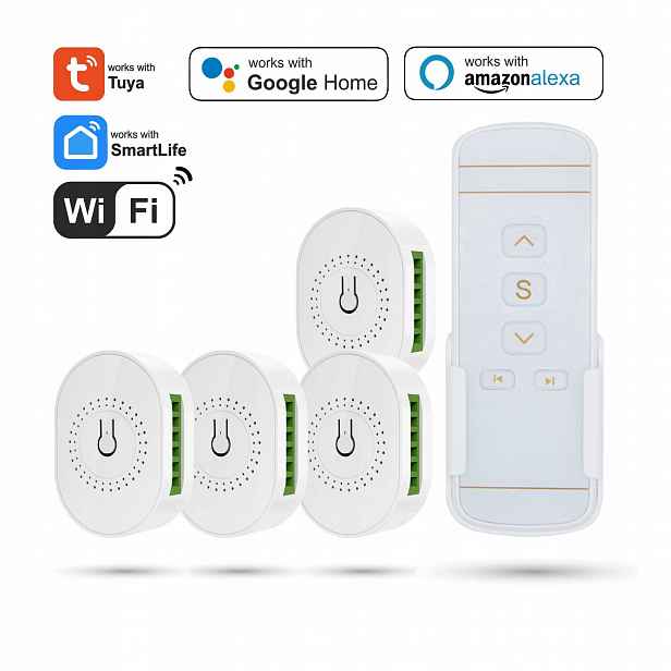 Čtyři ovladače WiFi rolet Tuya s 5-kanálovým dálkovým ovládáním