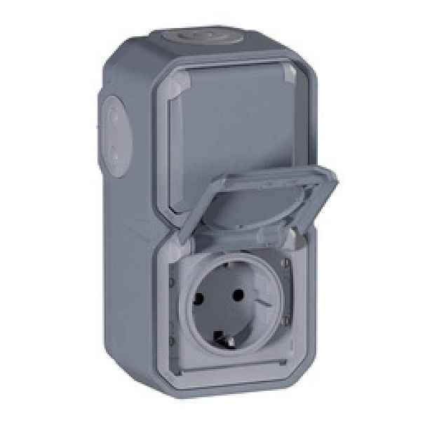 Nové Plexo Schuko 2x2P S vertikálním nástěnným držákem, Šedé Legrand 069744L