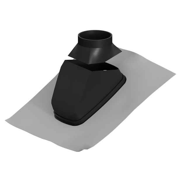 Komínový přechod pro šikmé střechy černý Dn 100 125 Ricom