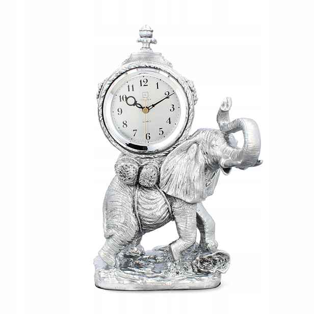 Livello Stojící keramický krbový časovač Retro Stříbrný 32,5 cm velký Slon