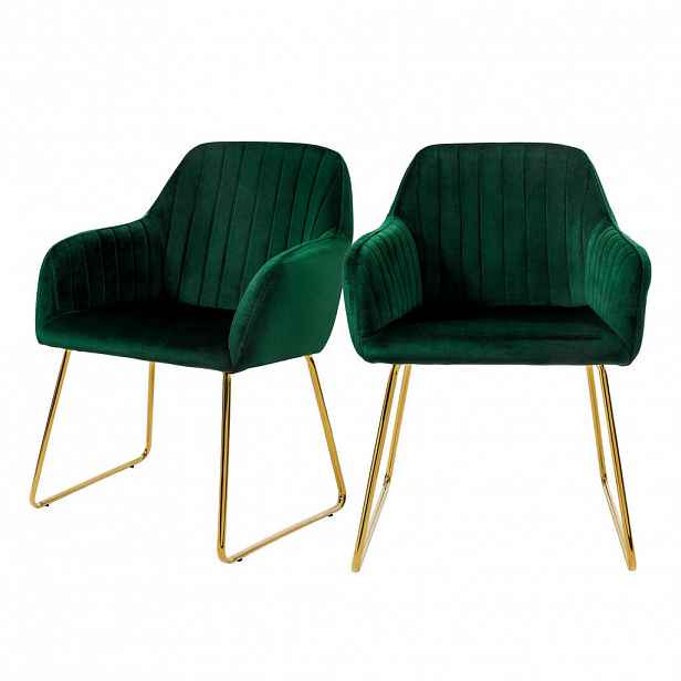 ML-DESIGN JÍDELNÍ ŽIDLE, sada 2 ks, zelený samet