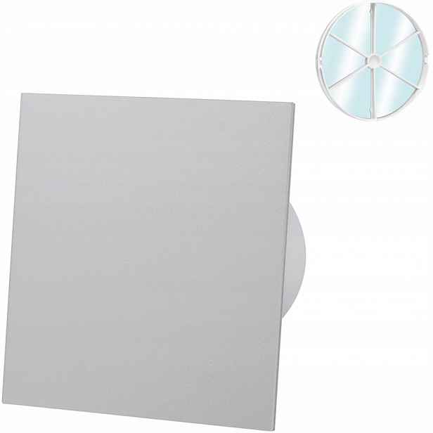 Ventilátor Se Zpětným Ventilem Abs Šedý Lesk Časovač Senzor Vlhkosti Fi 125
