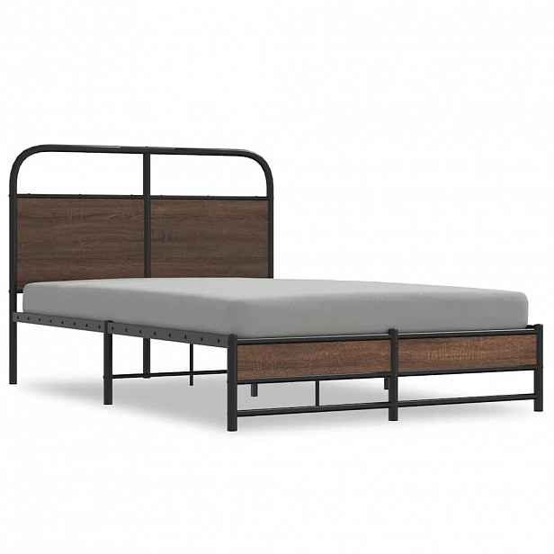 vidaXL Rám postele bez matrace 140x190 cm hnědý dub kompozitní dřevo