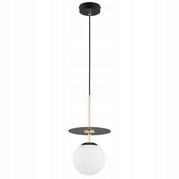 Alfa Qeency Závěsná lampa černo-zlatá bílá koule 1xE14 10W IP20