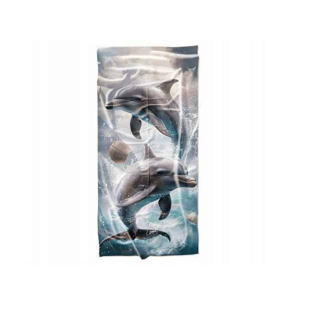Rychleschnoucí plážová osuška DOLPHINS modrá 70 x 140 cm, 100% mikrovlákno