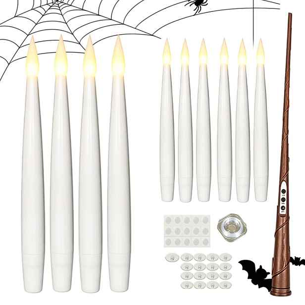 Závěsné Led svíčky s kouzelnou hůlkou Halloweenská dekorace 10 ks