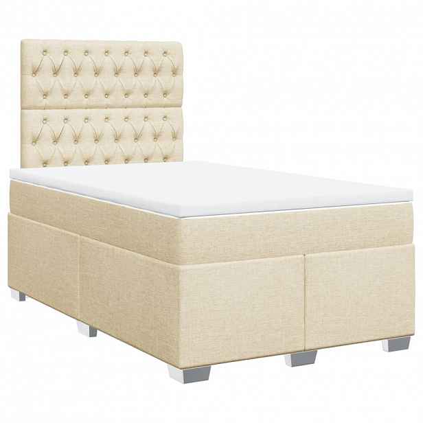 vidaXL Box spring postel s matrací krémová 120x200 cm textil