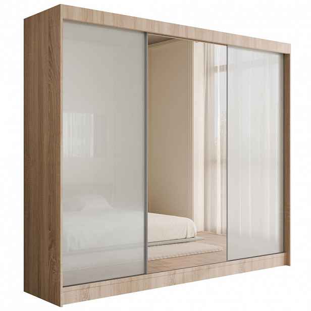ALTDECOR ŠATNÍ SKŘÍŇ VESLI – 250 cm – Sonoma dub | bílá