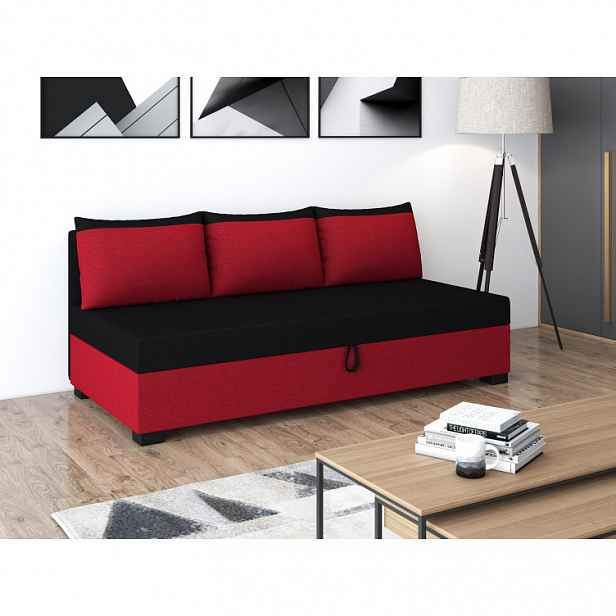 Jednolůžková postel 80x195 ZOLI PLUS 1 s polštáři - černá / červená