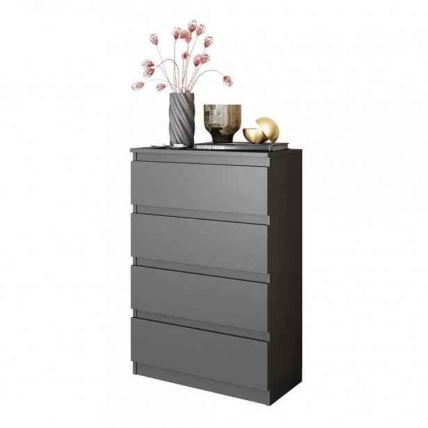 Komoda 60 CM Antracit 4 Zásuvky Obývací Pokoj, Ložnice