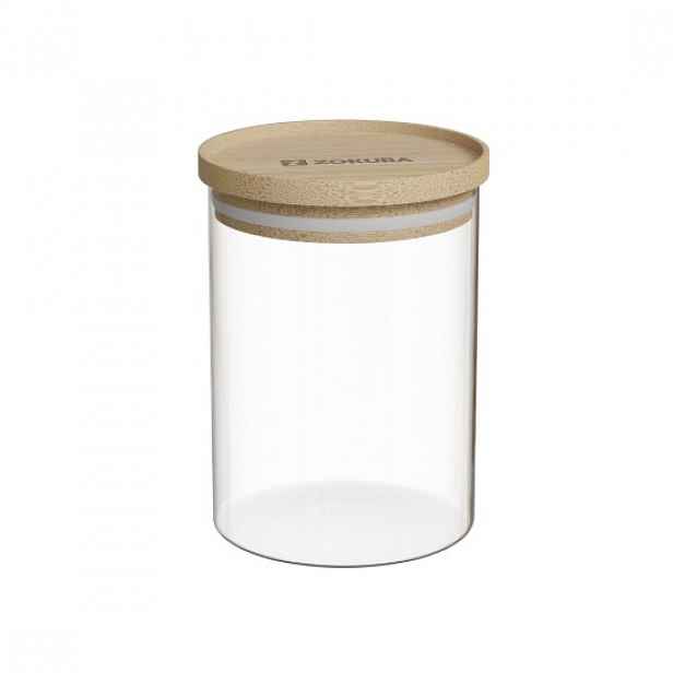 Nádoba, borosilikátové sklo, Ø9,5cm, 700 ml, s bambusovým víčkem - Zok