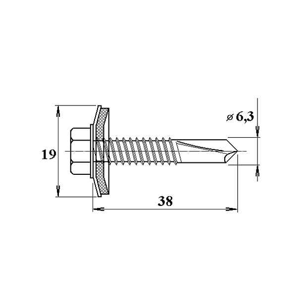 Šroub do železa TEX 6,3×38 mm