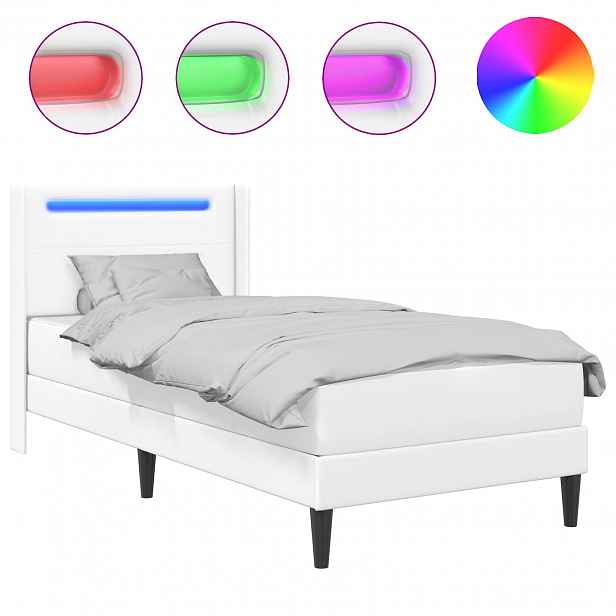 vidaXL Rám postele s matrací Bílá 100 x 200 cm Umělá kůže