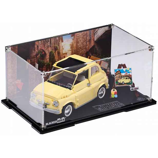 Vitrína s pozadím Blacked Brick pro Lego 10271 Creator Expert Fiat 500