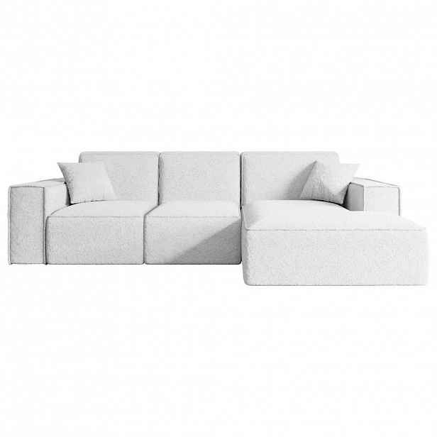 ALTDECOR ROHOVÁ SEDACÍ SOUPRAVA s otomanem vpravo SERRA-L – 266 × 169 × 80 cm, bílá buklé