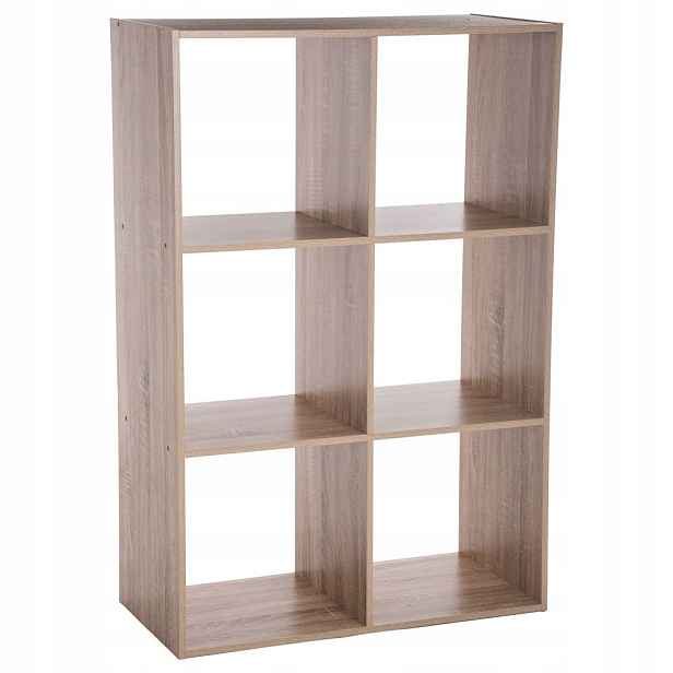 Dekorativní police, knihovna, 6 polic, hnědá, výška 100 cm.