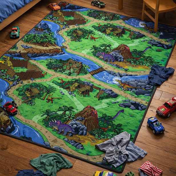 Dětský kusový koberec Dino, 300x400, vícebarevná, dětský pokoj, Vopi