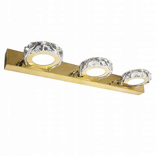 Moderní Led nástěnné svítidlo Nad Zrcadlo Zlaté s krystaly Trojitý Glamour