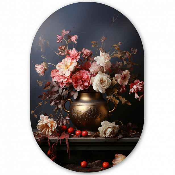 MuchoWow NÁSTĚNNÝ OBRAZ Zátiší - Květiny - Růže - Kytice - Váza 40x60 cm