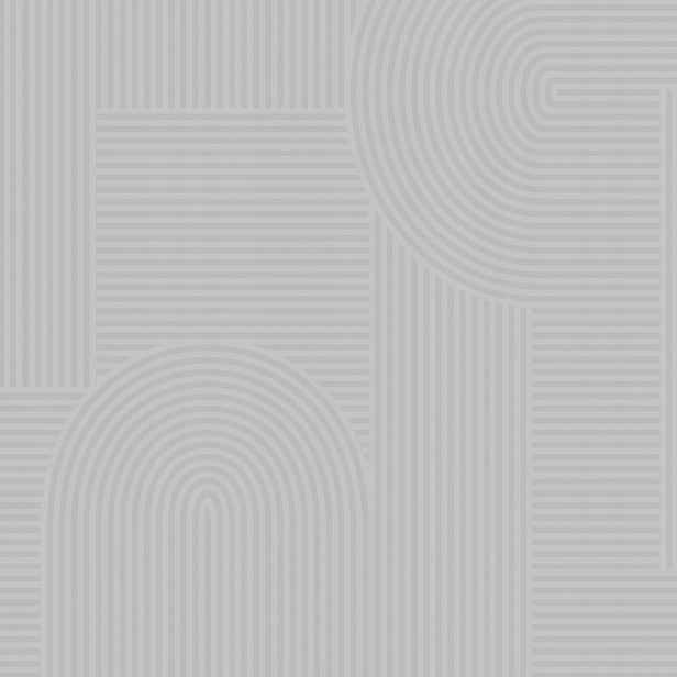 Šedá tapeta ve stylu art-deco, geometrické oblouky