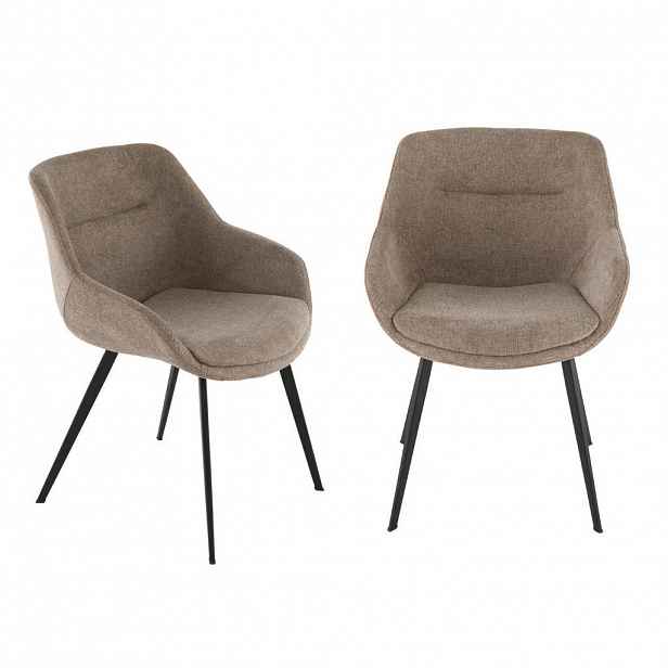 Signature SADA 2 mostních židlí z taupe látky, šířka 64 cm - COLOMBE