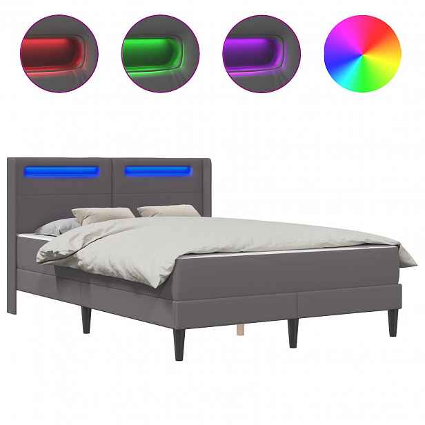 vidaXL Rám postele s matrací Šedá 120 x 190 cm Umělá kůže