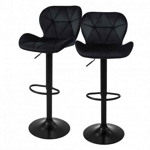 ML-DESIGN BAROVÉ STOLIČKY, sada 2 ks, černé, sametové, výškově nastavitelné/otočné